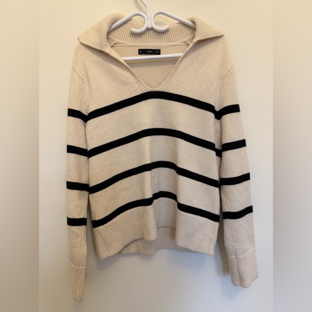 Mango Striped Polo Neck Sweater